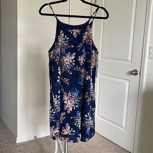 Floral dress from Franchesca’s. Brand is Blue Rain.
